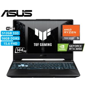 COMPUTADORA PORTÁTIL ASUS TUF GAMING FA506NC-HN016 AMD RYZEN 5 7535HS 16GB,512GB SSD,RTX3050 DE 4GB,15.6",SIN S.O